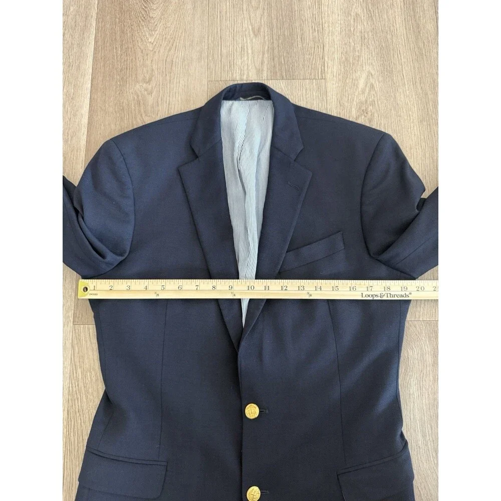 Brooks Brothers 40L Navy Gold Buttons Men’s Blazer Explorer Fitzgerald Fit